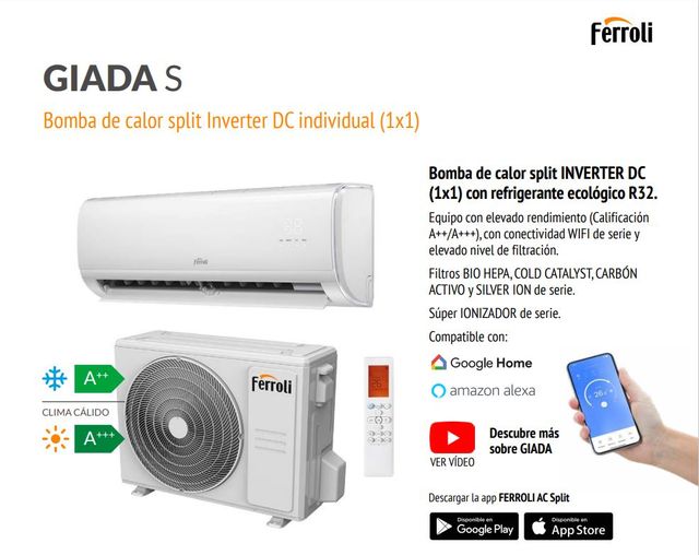 Aire Acondicionado FERROLI Giada S18 WIFI 4500frig