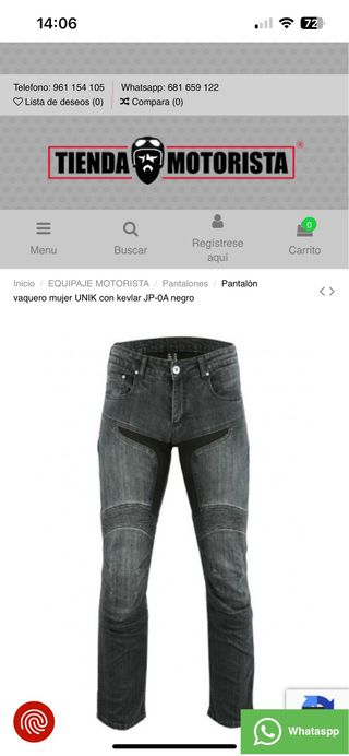 Pantalón vaquero moto mujer UNIK con kevlar t 38