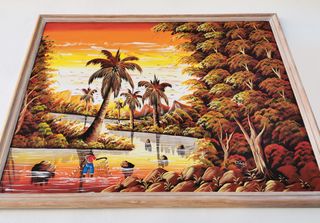 AÑOS 50 ARTE AFRICANO cuadro gouache sobre tela