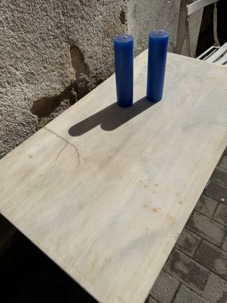 Mesa modernista antigua de Marmol y hierro fundido