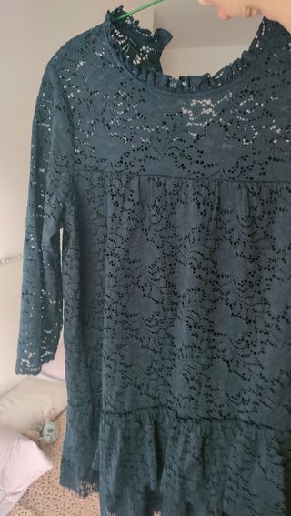 Vestido Manga Babydoll Mini Vestido Azul Marino