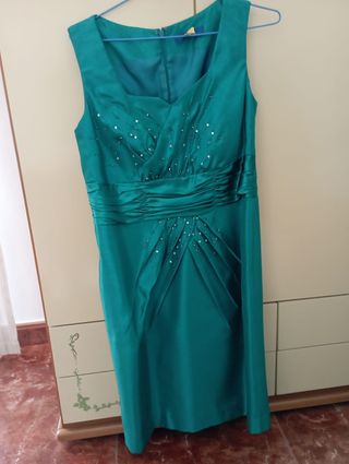 Vestido de fiesta más chaqueta azul turquesa