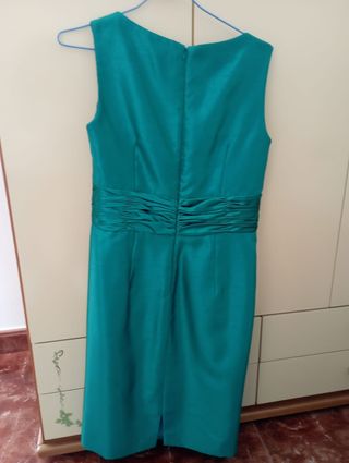 Vestido de fiesta más chaqueta azul turquesa