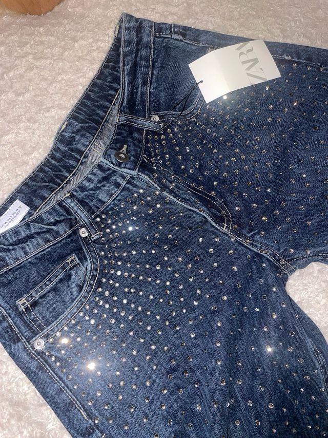 Jeans Zara Strass Relaxed fit vita media
