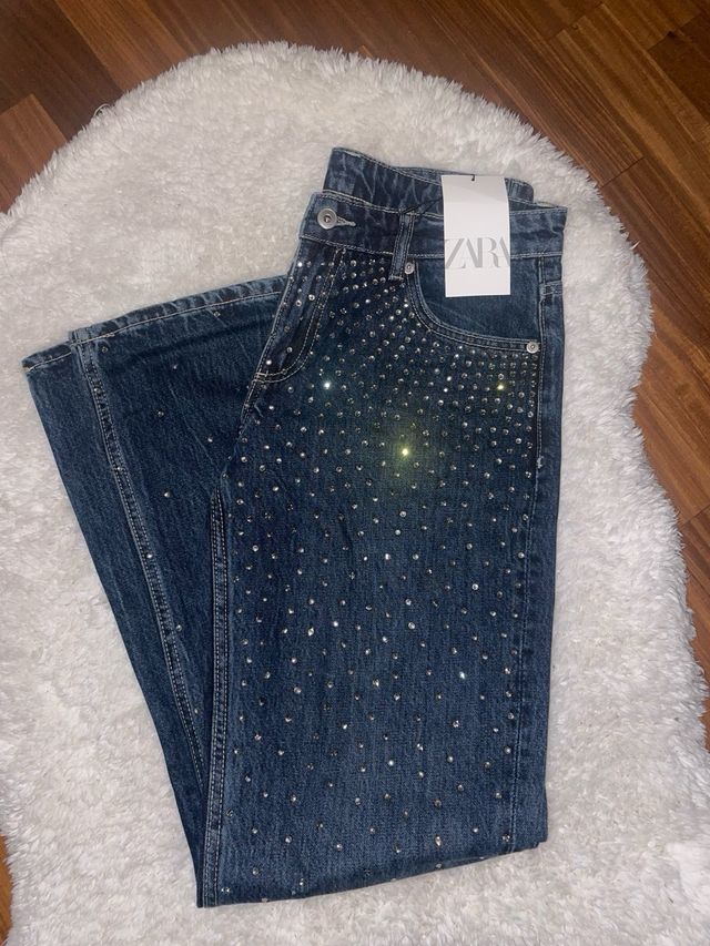 Jeans Zara Strass Relaxed fit vita media