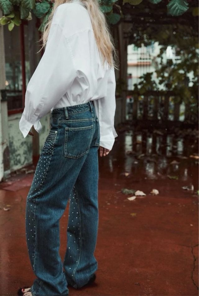 Jeans Zara Strass Relaxed fit vita media