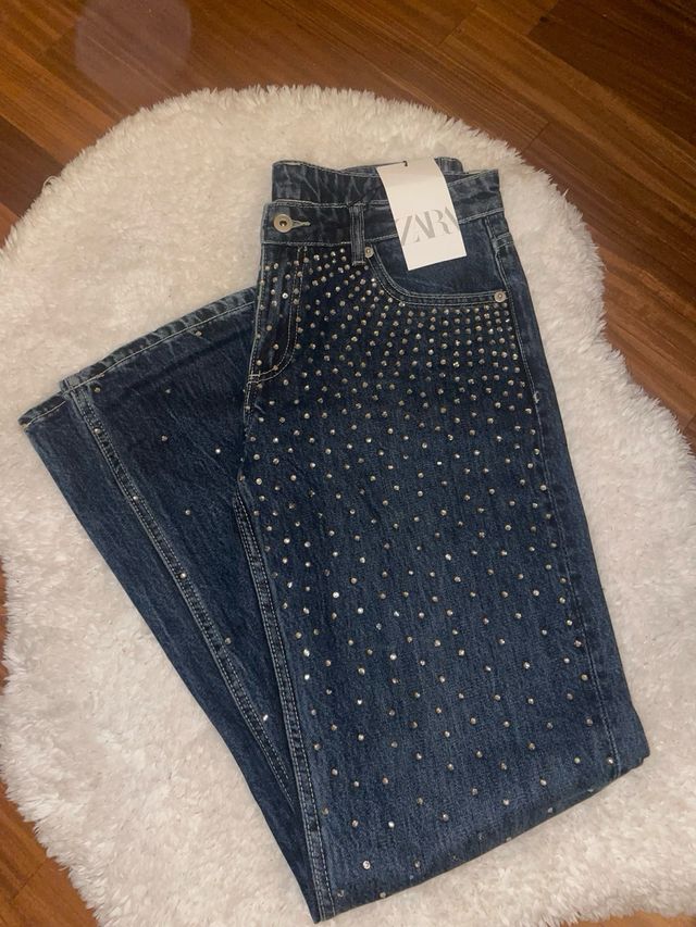 Jeans Zara Strass Relaxed fit vita media