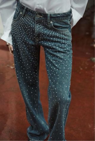 Jeans Zara Strass Relaxed fit vita media 