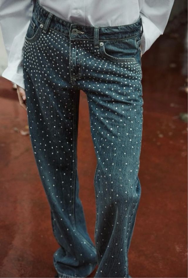 Jeans Zara Strass Relaxed fit vita media