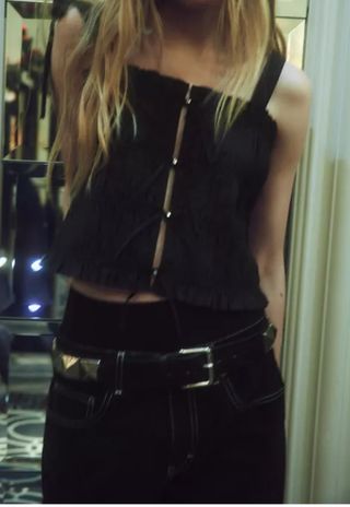 Top popelín lazo joya de Zara 