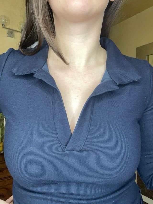 Maglia Zara a polo maniche lunghe blu