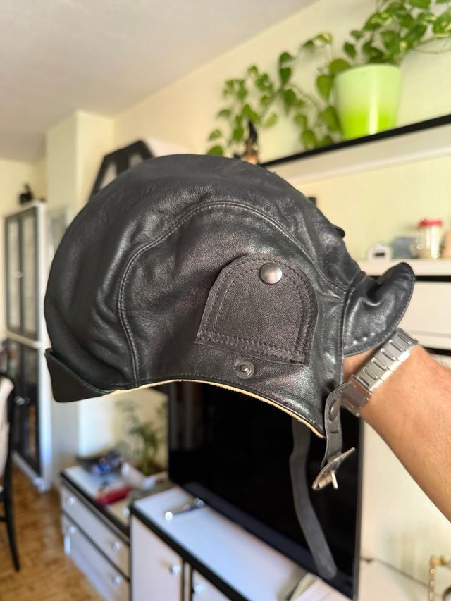 Casco cuero aviador