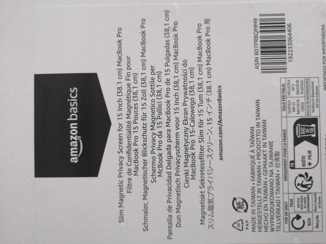 Filtro Privacy Slim Magnetico per MacBook Pro