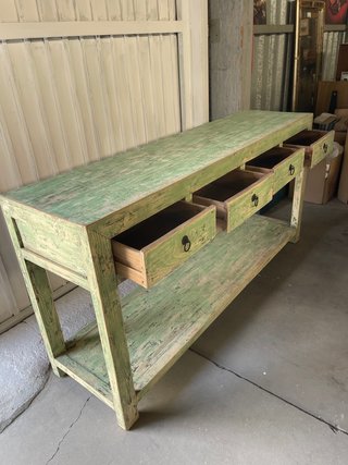 ✅consola verde madera maciza nueva
