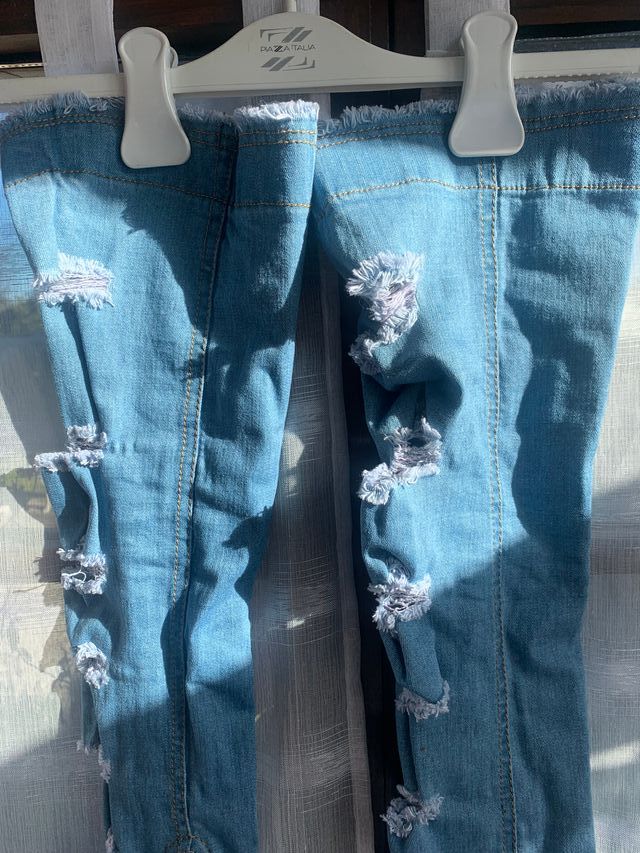 stivali denim elasticizzati sopra al ginocchio