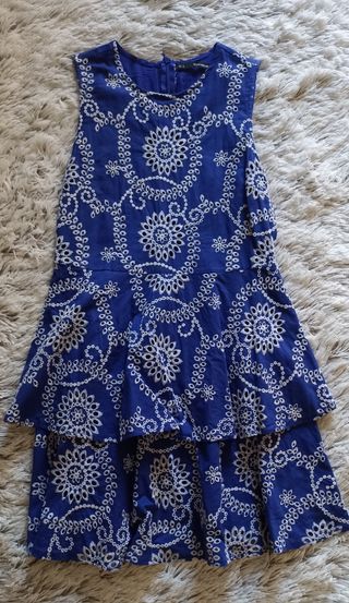 Vestido azul rey bordado inglés Sfera