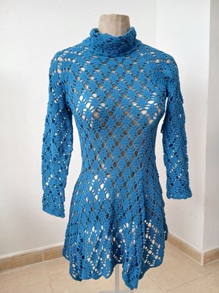Vestido a ganchillo manga larga 