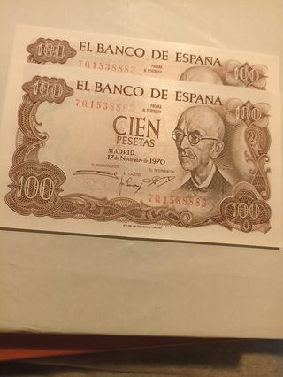 SC-BILLETE CORRELATIVO 100 PESETAS 1970