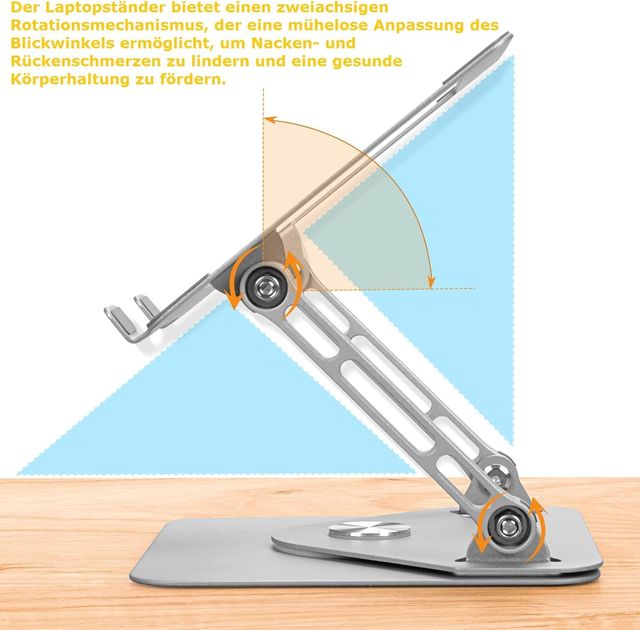 Soporte ordenador portátil, altura ajustable, 360