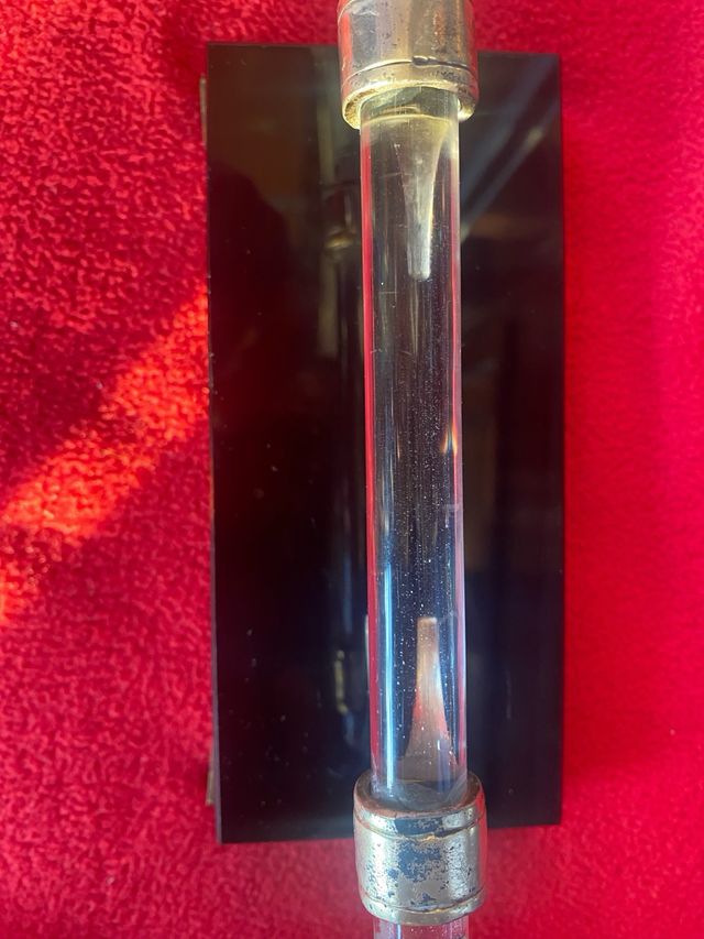 ANTIGUO TIRADOR ART DECO EN MARMOL CRISTAL Y LATON