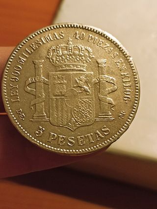 ESCASA!! 5 PESETAS AMADEO I 1971*18-73 DEM