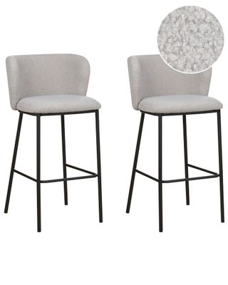 Conjunto de 2 sillas de bar MINA Bouclé Gris claro