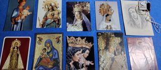 Lote medallas y estampas de la Virgen