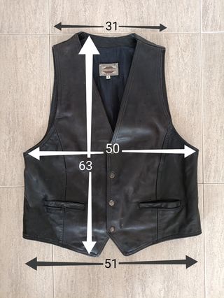 Chaleco vaquero rockero cuero auténtico M Medidas 