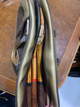 Borsa da tennis vintage con 4 racchette d'epoca