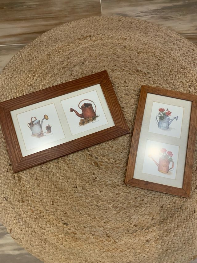 Set de cuadros vintage con regaderas – madera