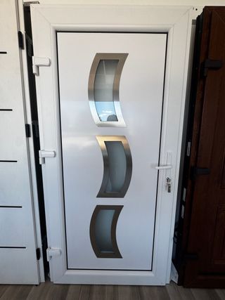 Ventana PVC Oscilante 400x400 Vidrio Mate Roble