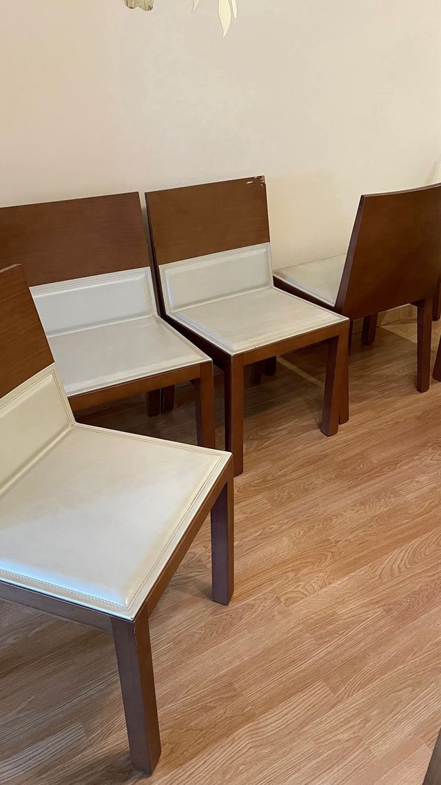 6 sillas yMesa extensible madera maciza 160/220x90