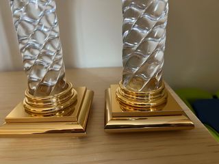 Juego de portavelas en cristal y baño de oro