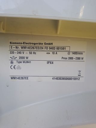 LAVADORA SIEMENS 7kg