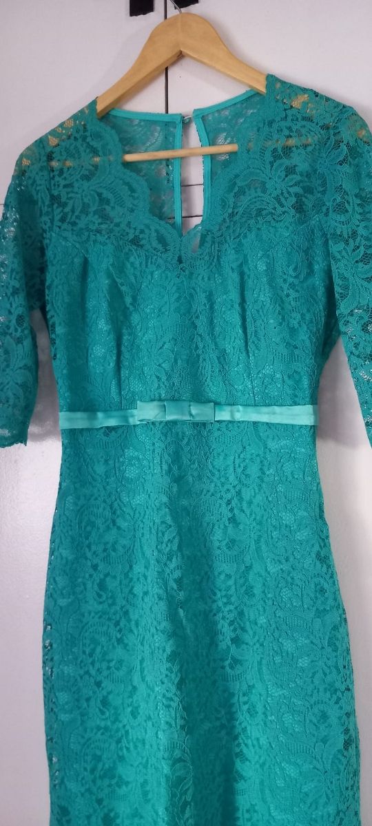 Rebajado! Vestido fiesta verde turquesa