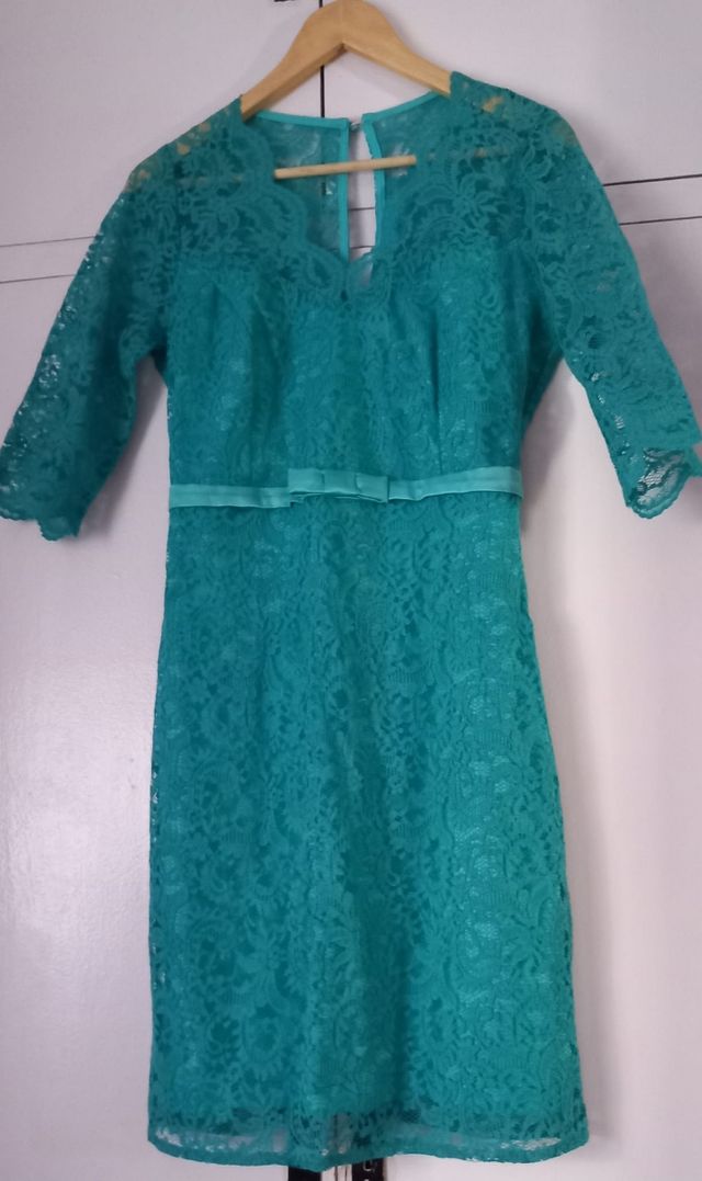 Rebajado! Vestido fiesta verde turquesa