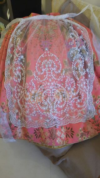 Falda fallera o alicantina color coral