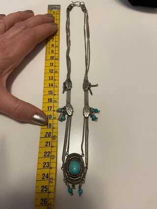 Collar antiguo de plata 800 y turquesas