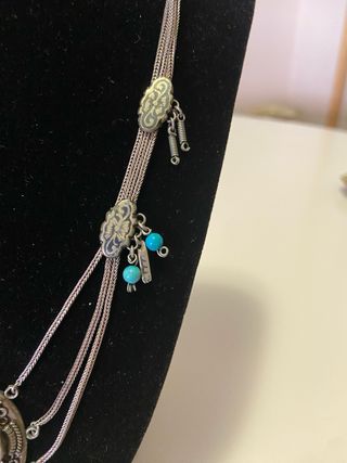 Collar antiguo de plata 800 y turquesas