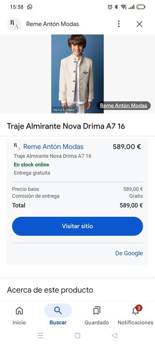 Traje Almirante comunión niño T12 y zapatos