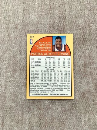Carta NBA Patrick Ewing #203 Hoops 90-91 NY Knicks