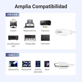 Cable USB B a USB C ,para piano digital,Impresora