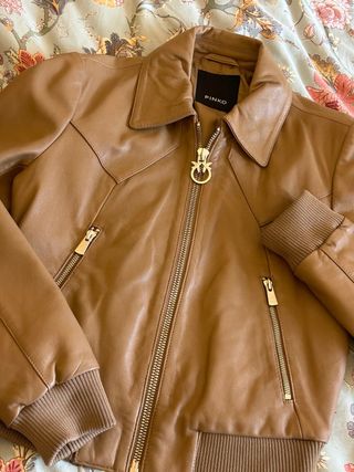 Pinko donna giacca pelle fiore 100%