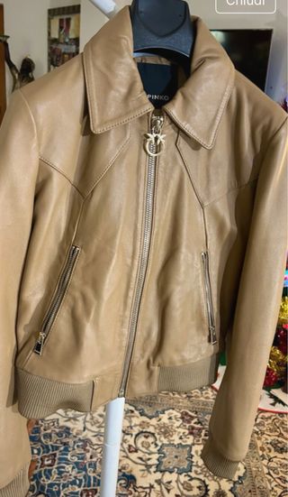 Pinko donna giacca pelle fiore 100%