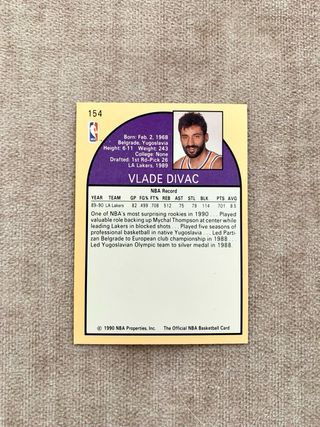 Carta NBA Vlade Divac Rookie #154 Hoops 90-91 Card