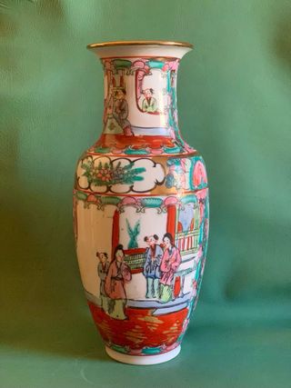 JARRON DE PORCELANA CHINA CON DAMAS DE LA CORTE