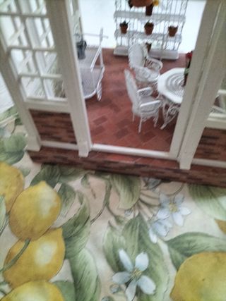 Piccola casa, serra, vecchi giocattoli