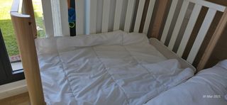 Cuna colecho, colchón baby keeper y edredón