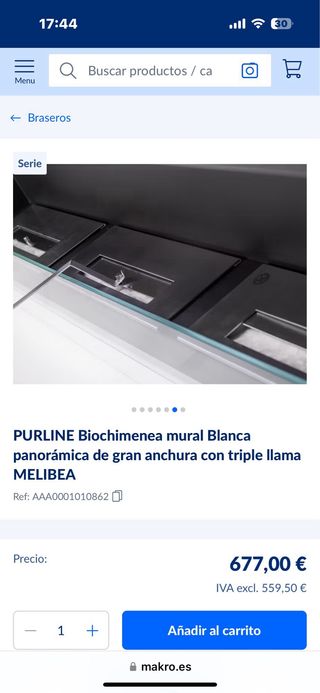 PURLINE Biochimenea mural Blanca panorámica