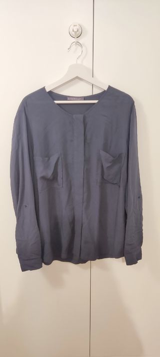Camisa azul manga larga Violeta by Mango